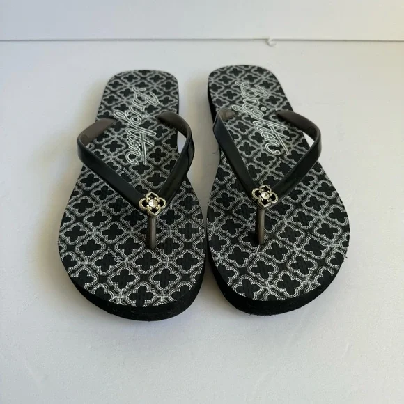 Brighton Flip Flops Thong Sandals Black & White Summer Shoes EUC Womens 8 - Picture 9 of 9